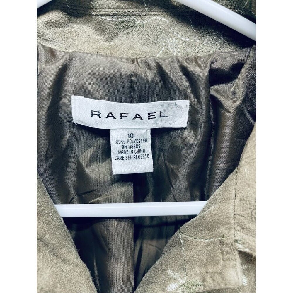 RAFAEL Blazer Jacket Size 10 Women’s Floral Embroidered Faux Suede Button Front - Picture 8 of 12